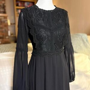 Roolee Black Lace Long Sleeve Dress